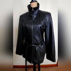 Kasper black leather jacket